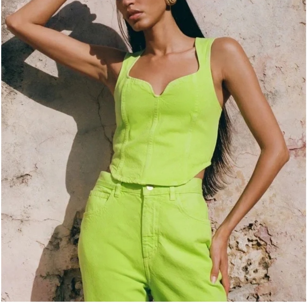 Mara Hoffman Cropped Corset Milla Denim Top